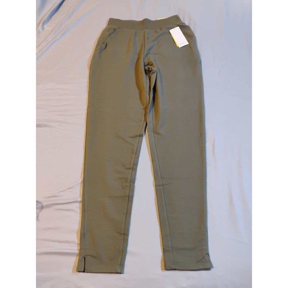 All in Motion Womens High Rise French Terry Taper Pants Moss Green Size XS